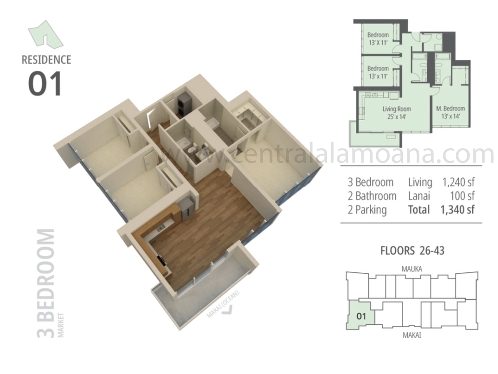 The Central Ala Moana Floor Plan O1