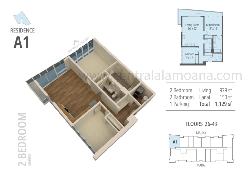 The Central Ala Moana Floor Plan A1