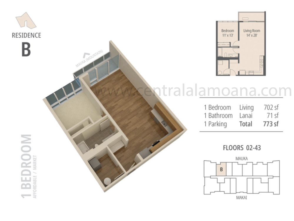 The Central Ala Moana Floor Plan B