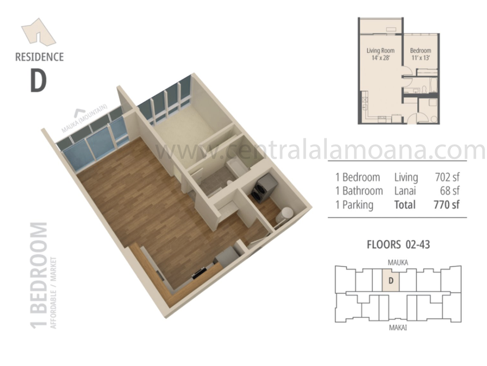 The Central Ala Moana Floor Plan D