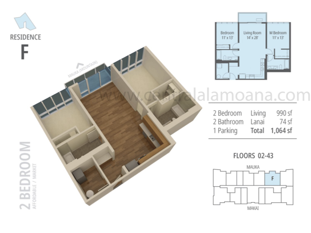 The Central Ala Moana Floor Plan F