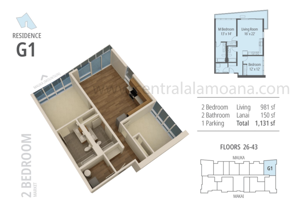 The Central Ala Moana Floor Plan G1