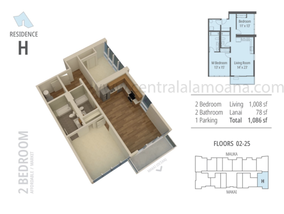 The Central Ala Moana Floor Plan H