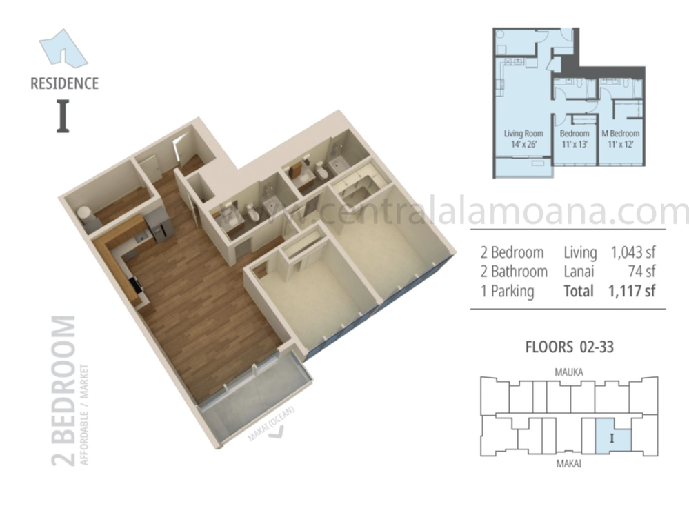 The Central Ala Moana Floor Plan I